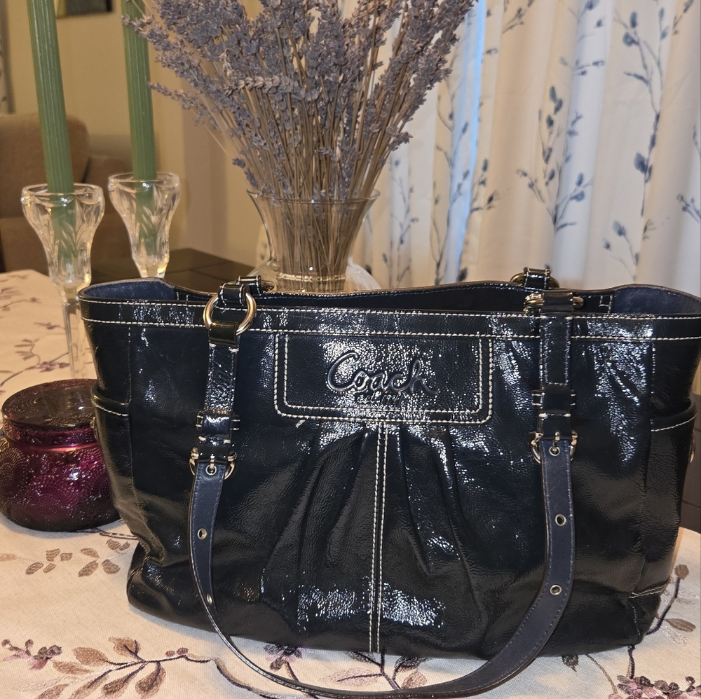 Coach Navy Patent Leather handbag